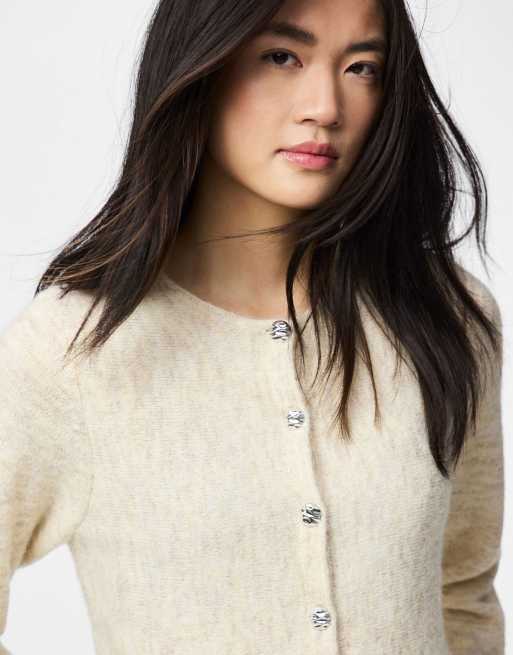 Pieces Knitted cardigan in birch, 3 of 4