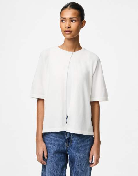 Pieces Knitted cardigan in bright white - view 1