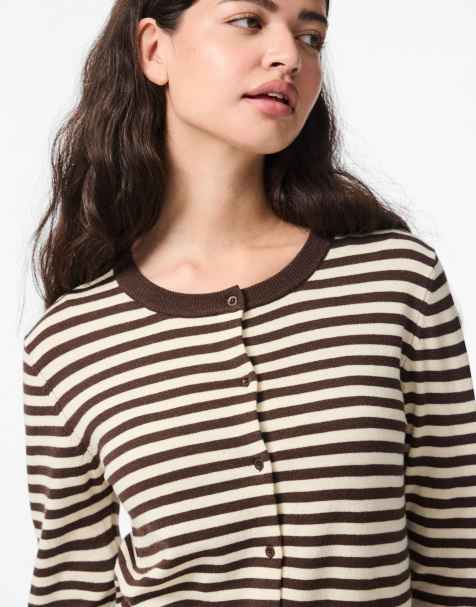 Pieces Knitted cardigan in hot fudge 1 - view 2