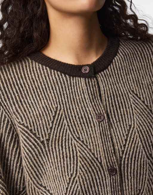Pieces Knitted cardigan in hot fudge1, 4 of 7