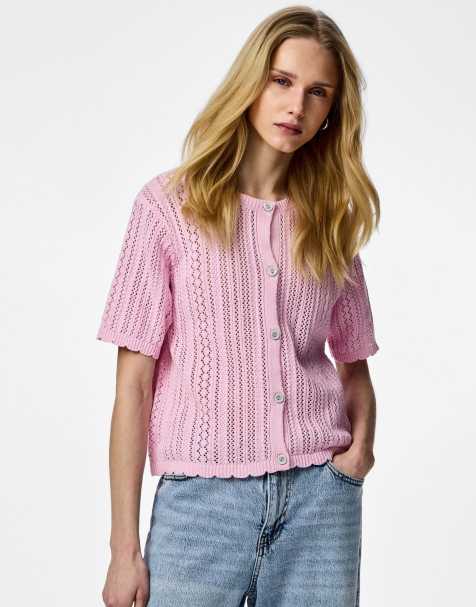 Pieces Knitted cardigan in roseate spoonbill - view 1