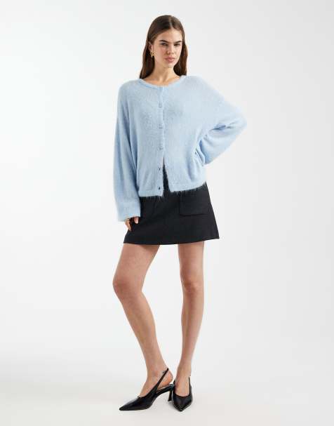 Pieces knitted cardigan in sky blue melange - view 1