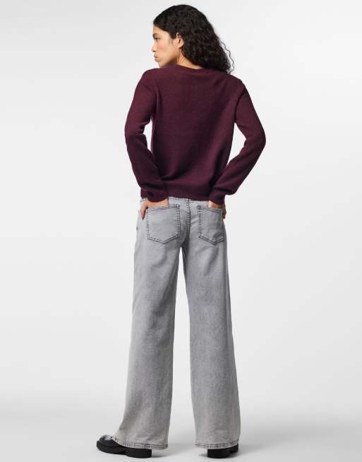 Pieces Knitted cardigan in winetasting1, 2 of 7