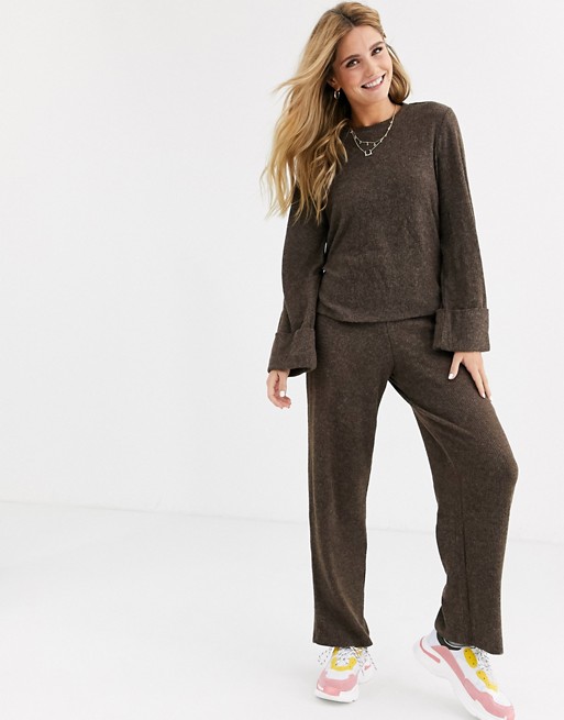Pieces knitted flared trousers co-ord
