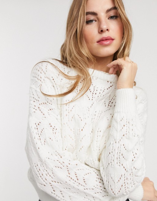 Pieces knitted jumper in cream