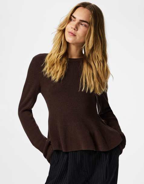 Pieces Knitted jumper in hot fudge