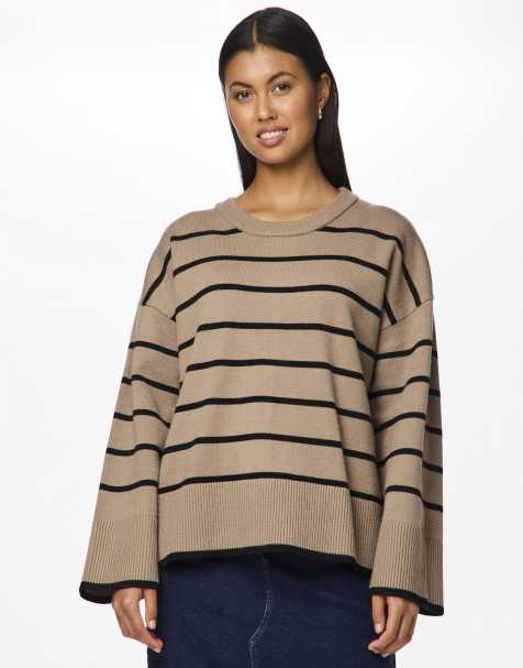 Pieces Knitted jumper in taupe gray - view 1