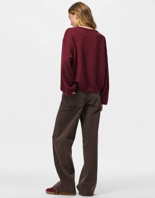 Pieces Knitted jumper in winetasting1, 2 of 7