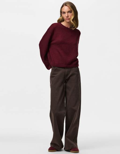 Pieces Knitted jumper in winetasting1, 3 of 7