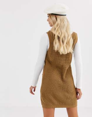 camel pinafore dress