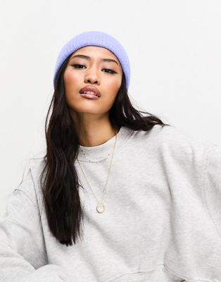 Pieces knitted pointelle beanie in blue - ASOS Price Checker