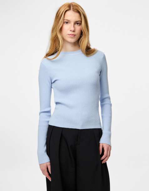 Pieces Knitted pullover in ombre blue