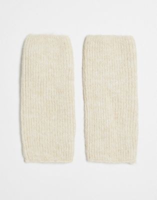 Pieces knitted rib arm warmers in cream