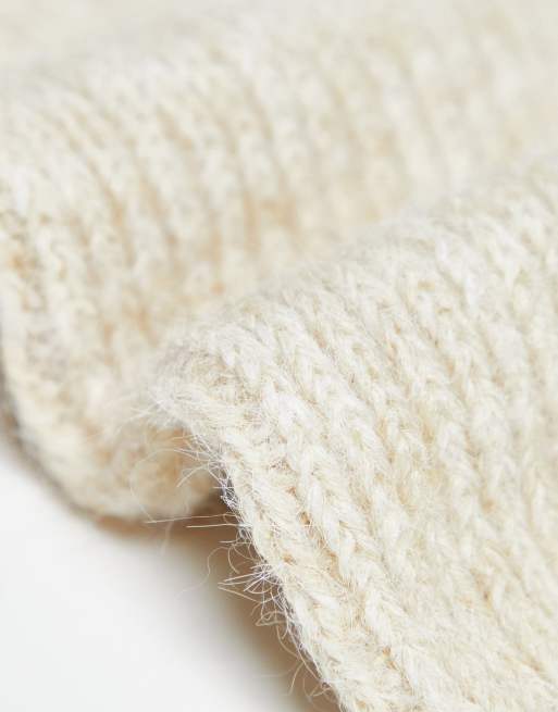 Pieces knitted rib arm warmers in cream, 2 of 4