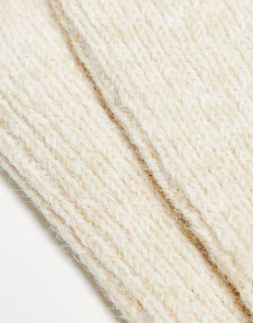 Pieces knitted rib arm warmers in cream, 3 of 4