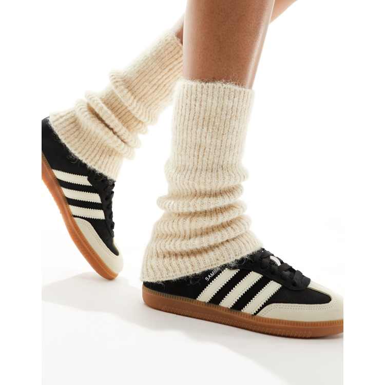 Fashion Culture Cable Knit Ribbed Leg Warmers Boot Toppers, Cream