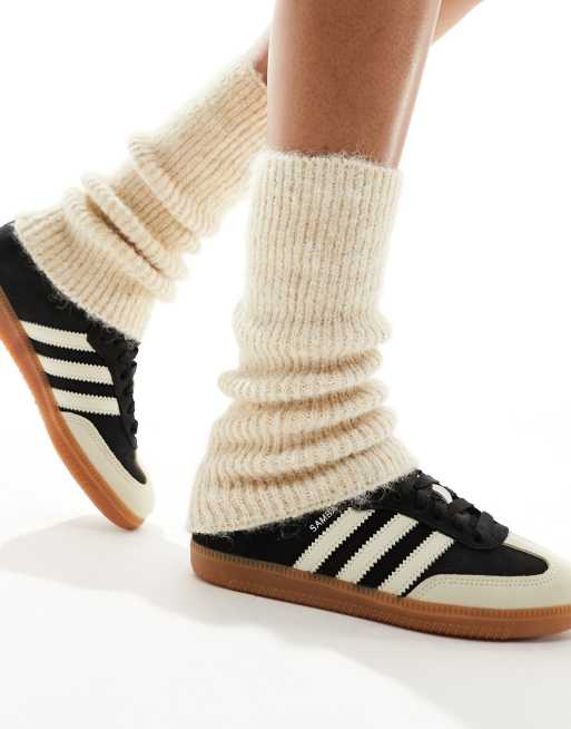 Pieces knitted rib leg warmers in cream | ASOS