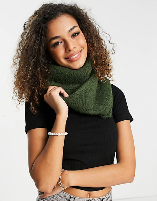 Pieces knitted snood in khaki