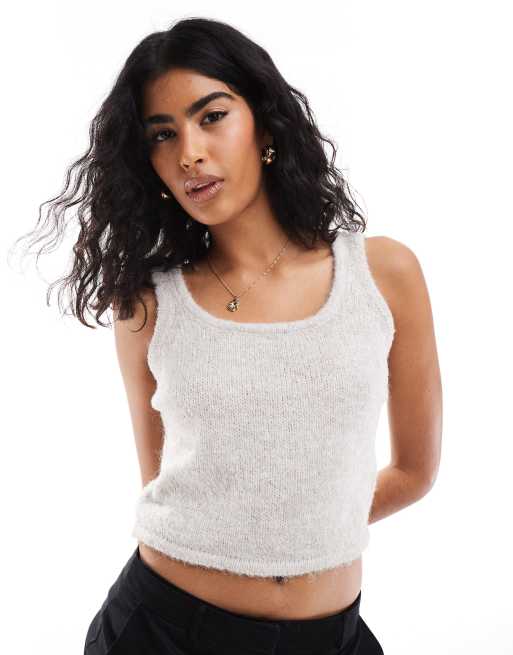 Pieces knitted tank top in dove grey (part of a set)