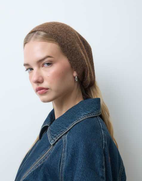 Pieces knitted tie bonnet in chocolate brown - view 1