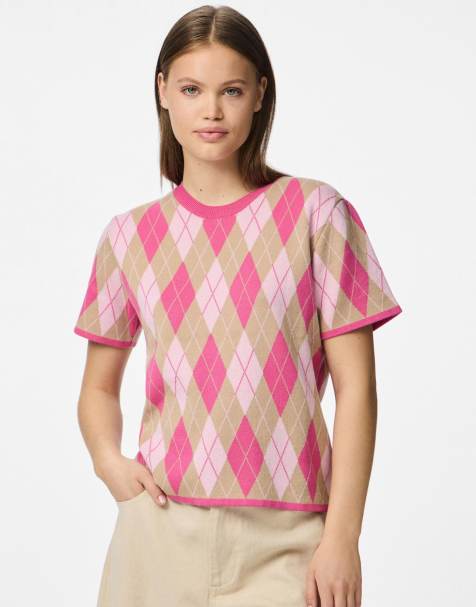 Pieces Knitted top in pink tulle - view 1