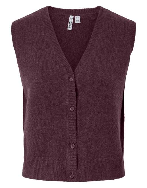 Pieces Knitted vest in winetasting1, 7 of 7