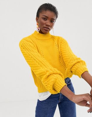 Pieces knitted yellow jumper | ASOS