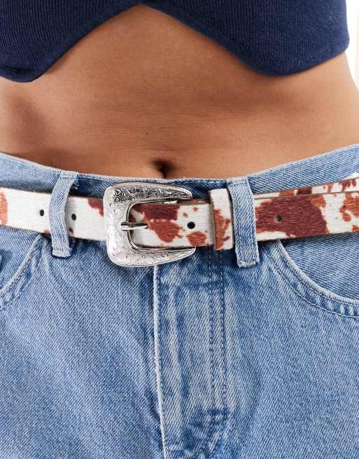 Pieces – Komönstrat skärp i fuskpäls med spänne i cowboystil, 2 av 3