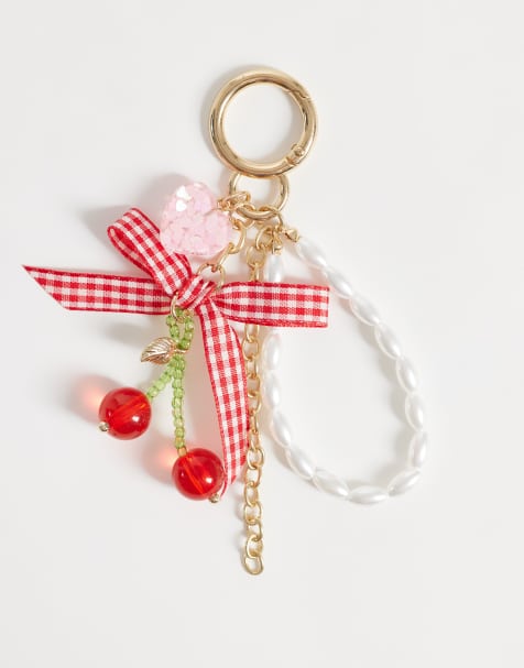 Pieces körsbärsbag charm i rött och vitt - view 1