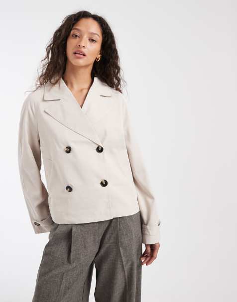 Pieces - Korte trenchcoat in zilvergrijs - view 1