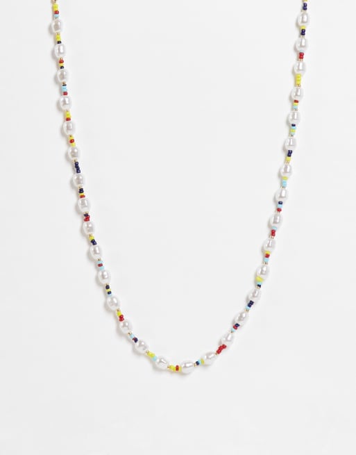 Pieces - Kralenketting met parels in multi