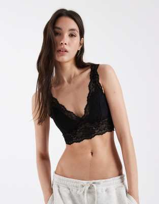 Pieces Lace Bralette In Black