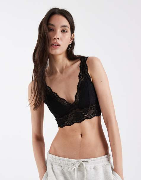 Pieces lace bralette in black - view 1