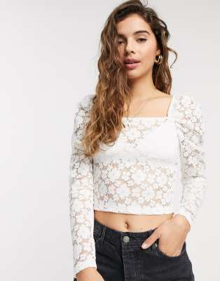 asos white lace top