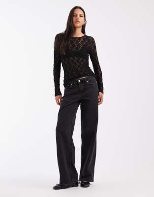 Pieces Damen Langarmshirts Schwarz Gr. Klein - Bild 6