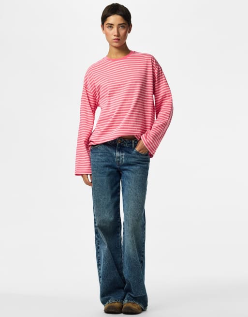 Pieces långärmad topp i rosa, 3 av 7