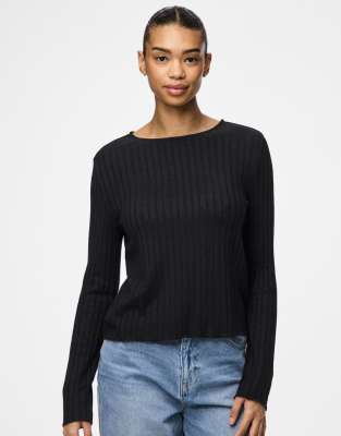 Pieces - Langärmlige Bluse in Schwarz