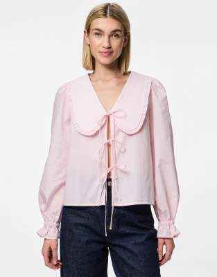 Pieces - Langärmliges Oberteil in Pink-a-boo-Rosa