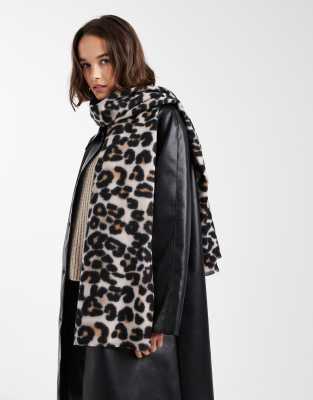 Pieces - Langer Schal mit Leopardenmuster-Bunt