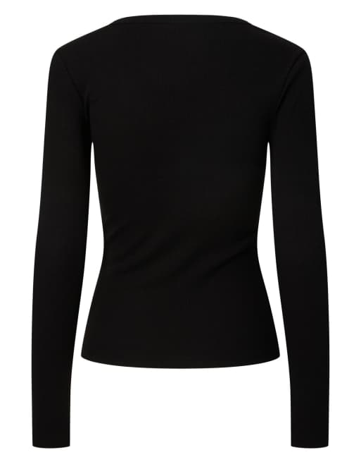Pieces langærmet top i sort, 7 af 7
