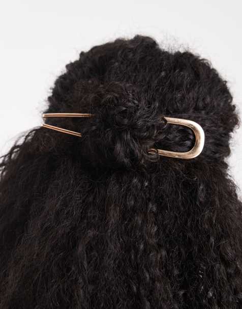 Pieces large french hair pin in gold tone - view 1