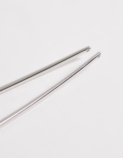 Pieces large french hair pin in silver tone, 3 of 3
