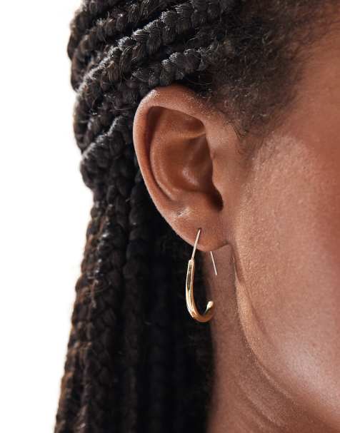 Pieces large oval hoop earrings in gold - view 1