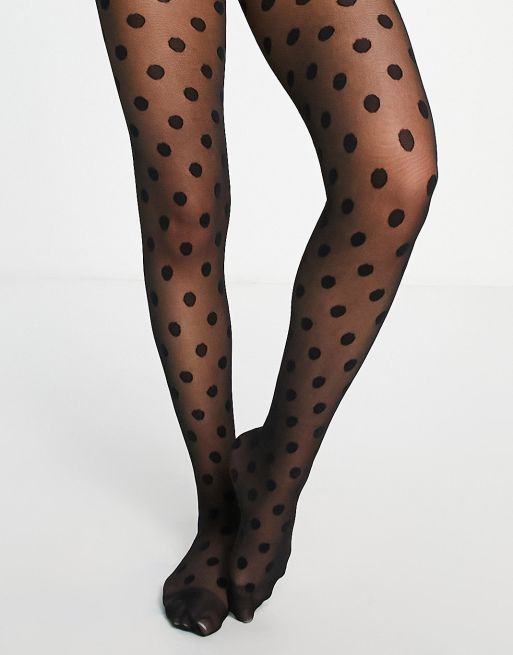 ASOS DESIGN J'adore slogan tights in black