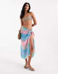 [Pieces] PIECES large sarong in pastel gradient print-Multi One Size Azure Blue
