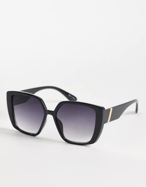 PIECES large square frame sunglasses in black - view 1
