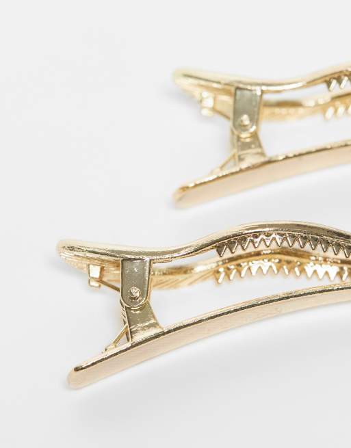 Pieces large wavy 2 pack hairclips in gold tone, 3 of 3