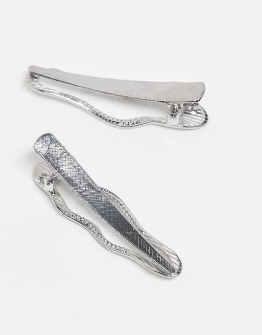 PIECES large wavy 2 pack of hairclips in silver, 3 of 3