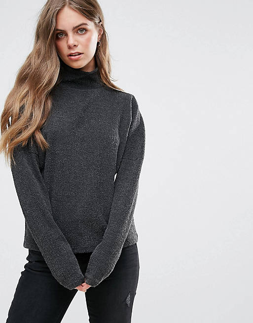 Pieces Layla High Neck Glitter Knit Sweater