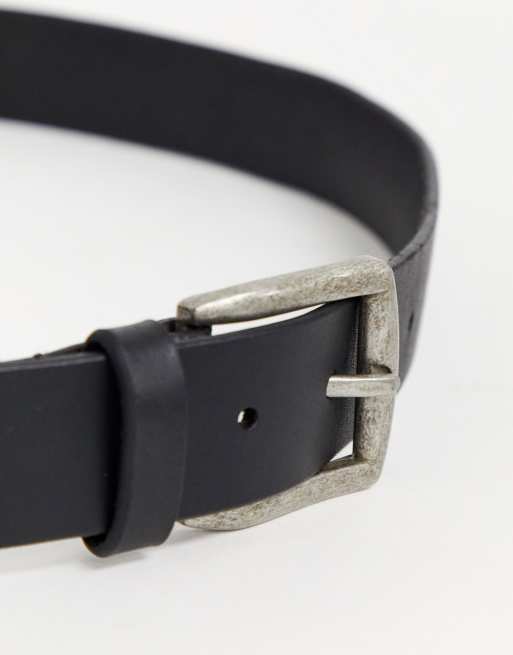 Pieces leather buckle belt in black | ASOS